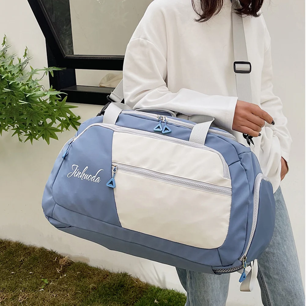 

Men Womens Double Shoulder Travel Bag Waterproof Large Capacity Luggage Clothing Storage Bag Concealable Shoulder Straps Bolsas