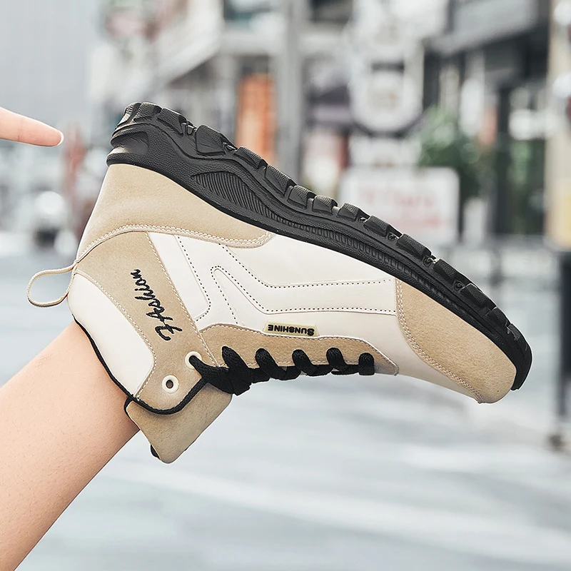 Women's Walking Shoes Fall Winter Sneakers PU Lightweight Casual Sneakers Platform Mid-Top Hiking Shoes