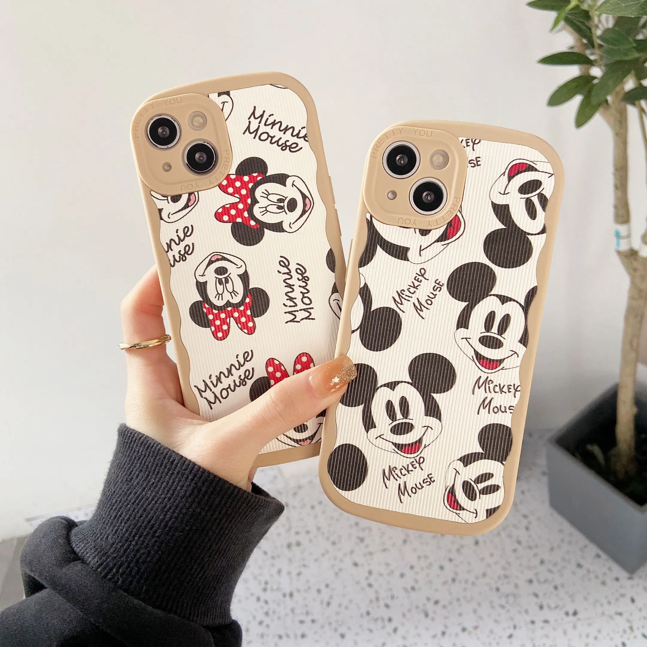 

Disney Mickey Mouse and Minnie Wave Phone Cases For iPhone 13 12 11 Pro Max XR XS MAX X Back Cover