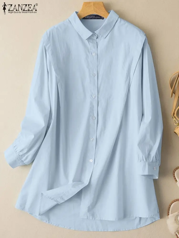 

Женская Повседневная рубашка оверсайз, Женская свободная элегантная Свободная рубашка с длинным рукавом, однотонная Офисная Женская блузк...
