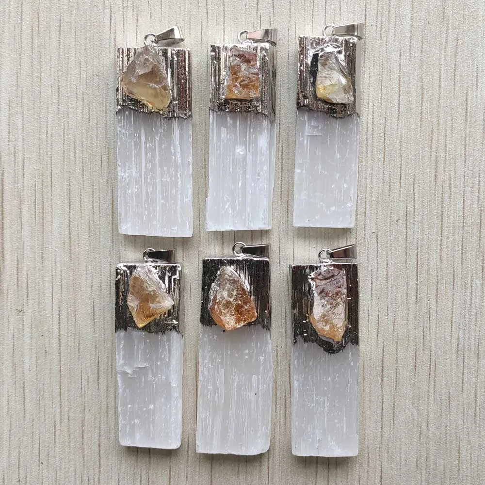 

Подвеска из натурального селенита, подвеска из желтого кристалла, минерального камня рейки, восстанавливающий энергию камень, подвески «сд...