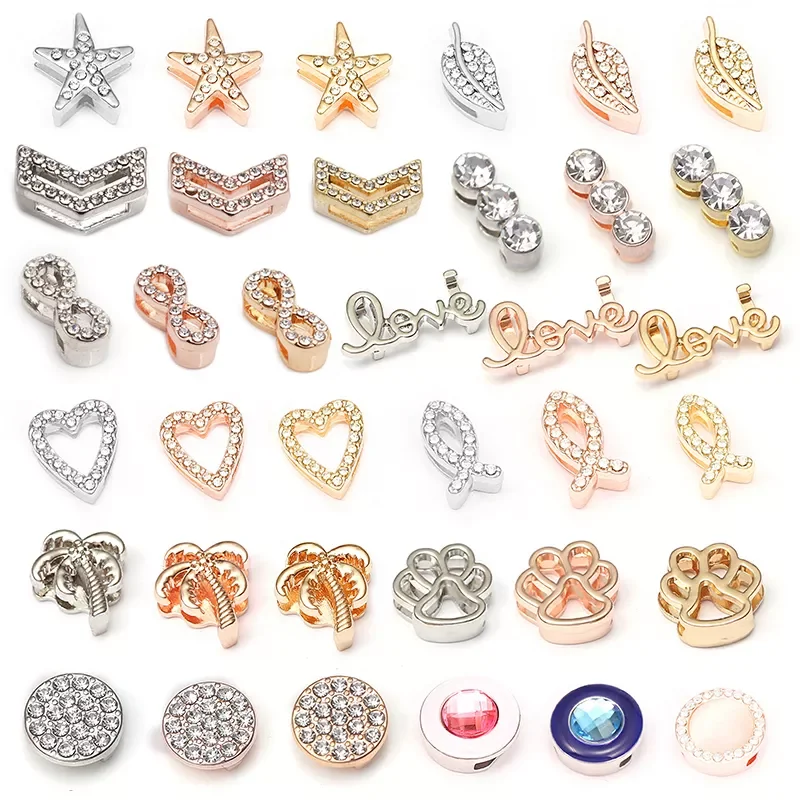 

2Pcs/Lot New Arrival Star & Crown Charm Slide Beads Fits Brand Stainless Steel Mesh Bracelets Making For Women Christmas Gif