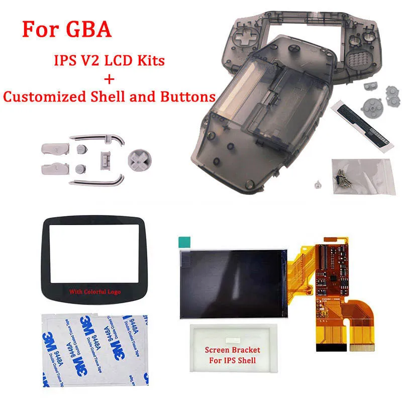 Customized Housing Shell & Buttons, IPS Shell With IPS V3 LCD Kits for GBA IPS V3 LCD Backlight for GameBoy Advance