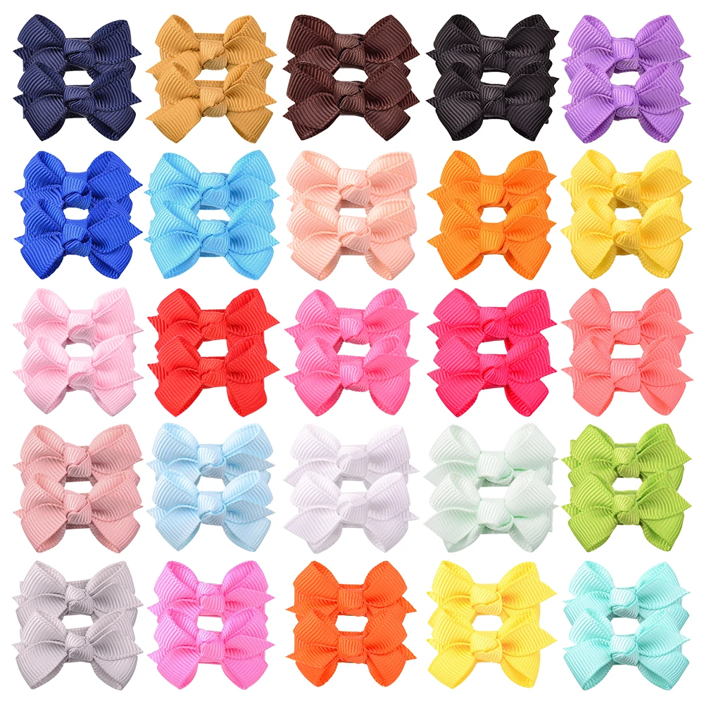 

2Pcs/lot 1.5'' Mini Solid Color Bows Hair Clips For Baby Girls Boutique Bowknot Hairpin Barrettes Headwear Kids Hair Accessories