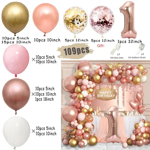 Макарон, розовые воздушные шары, гирлянда, детские украшения на 1-й день рождения, для мальчиков, девочек, на день рождения, детский праздник, латексные воздушные шары, украшение