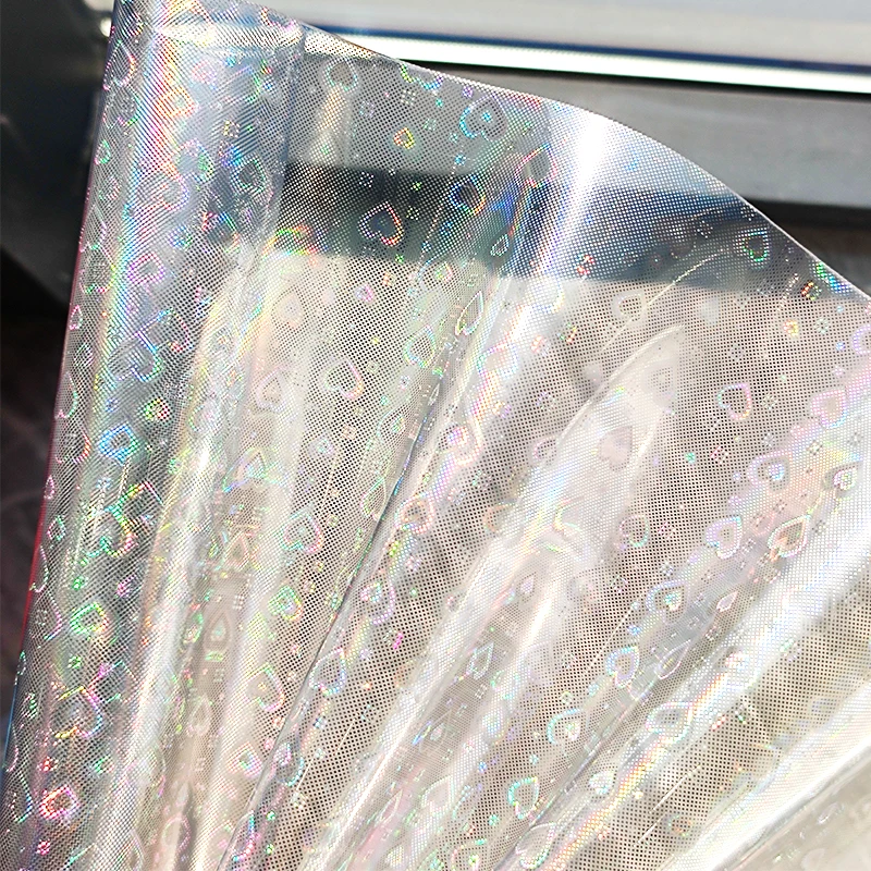 

Laser Printed TPU Fabric Roll Holographic Transparent Acetate for Crafts PVC Faux Leather Fabric DIY Materials For Sewing Crafts
