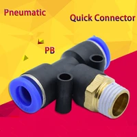 1pcs pneumatic quick connector pb t type tee positive thread 4mm 6mm 8mm 10 12 16mm hose tube air fitting pipe quick connectors