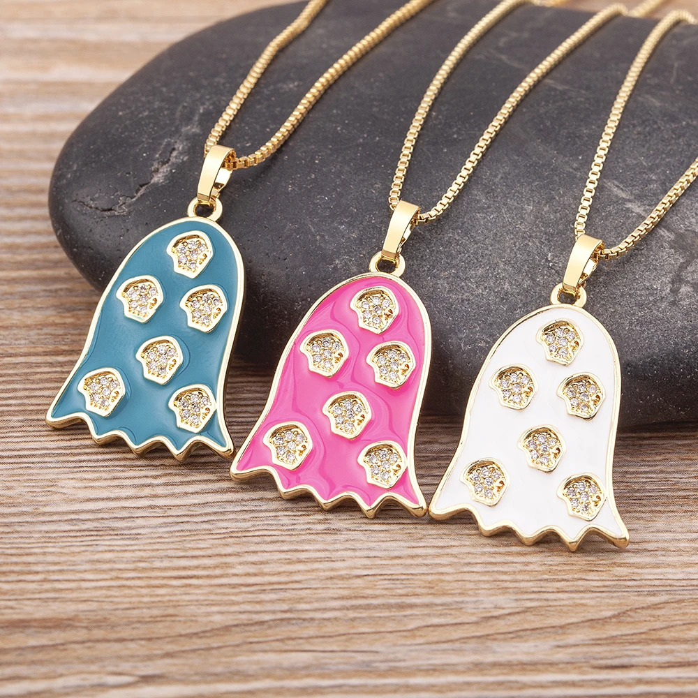 

Nidin New Design Enamel Oil Dripping 5 Colors Geometric Rhinestone Necklace Women Korean Fashion Chain Jewelry Party Gift