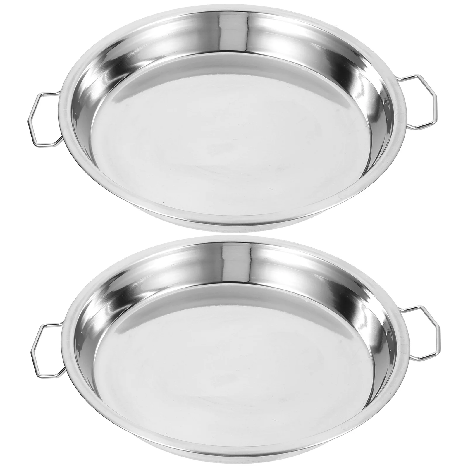 

2 Pcs Plate Steamed Rice Food Serving Tray Stainless Steel Dish Round Cake Pan Cold Noodle Cooking Utensil Car