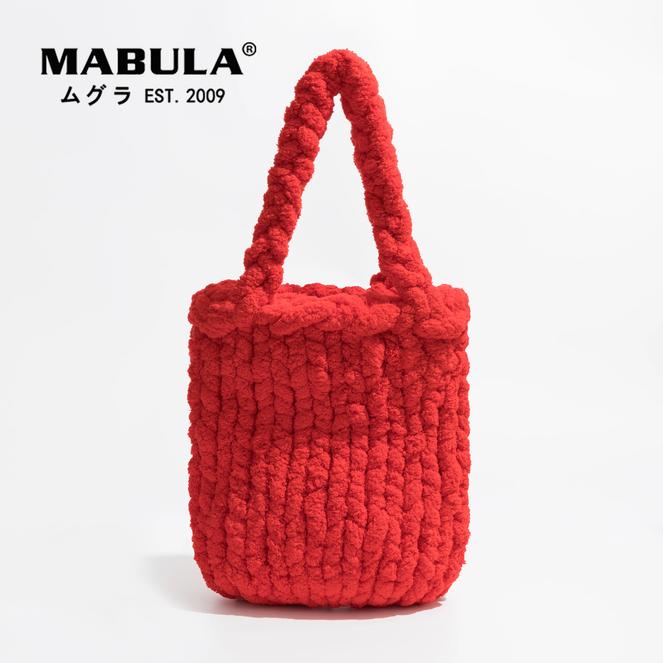

MABULA Cotton Knitting Small Bucket Tote Bag Casual Crochet Women Handbags Solid Color Female Handwoven Phone Purses