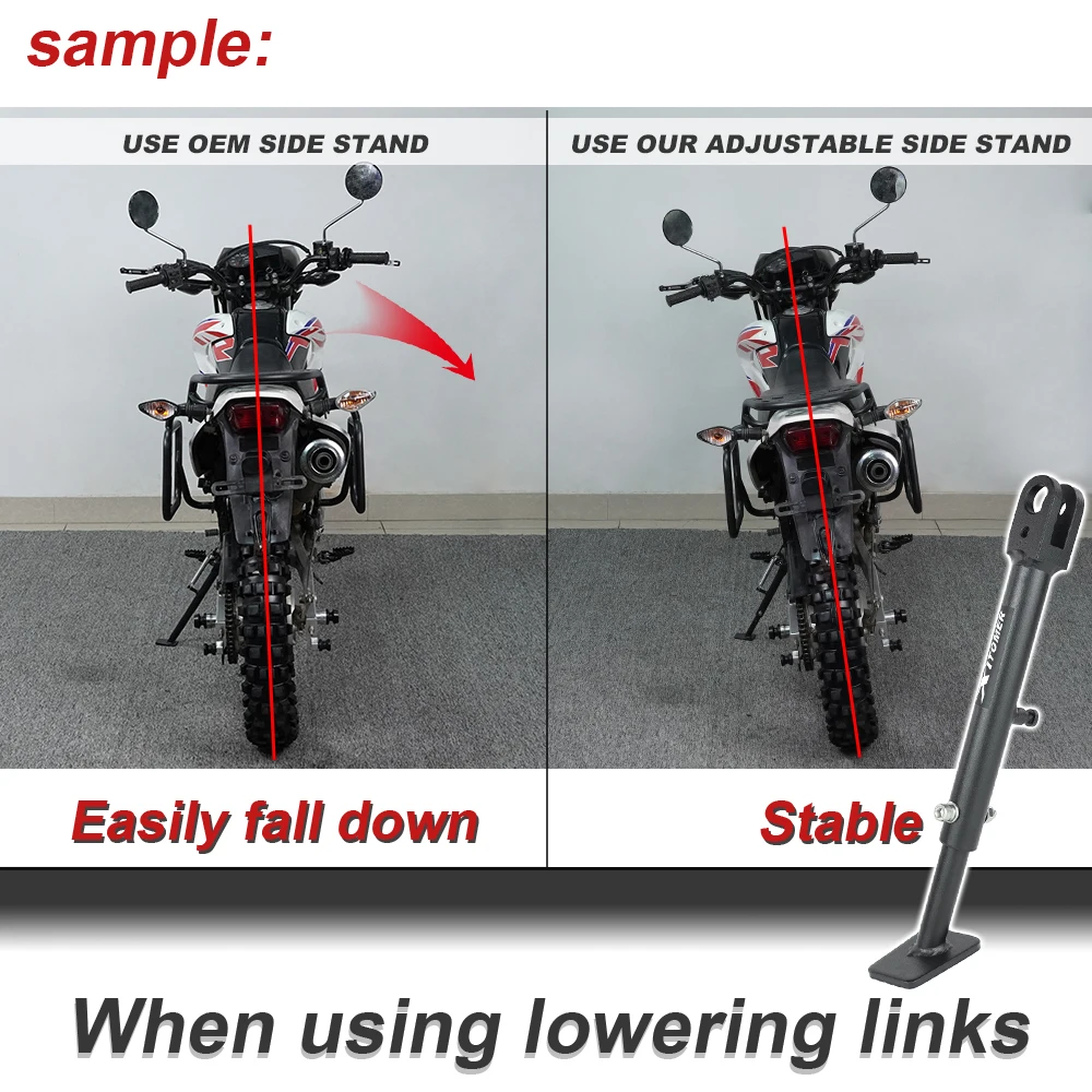 Фото Регулируемая подставка для мотоцикла Kawasaki KLX230 KLX 230 2021 2022 2023 2024, боковая подставка и опускающие звенья задней подвески №5