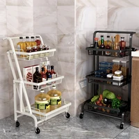 home bathroom kitchen accessories storage trolleys organizer cart with wheels shelves multi purpose metal rack spice supplies