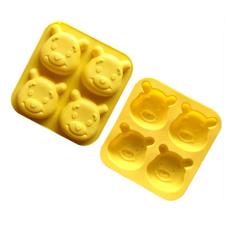 

4 Cells Cute Bear Silicone Cake Mold For DIY Jelly Pastry Biscuit Candle Chocolate Molds Heat Safe Material Baking Tools