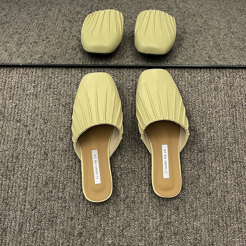 Women's Shoes Slippers Outdoor Spring Autumn Summer 2023 New Fashion Square Head Casual Low Heel Muller Summer