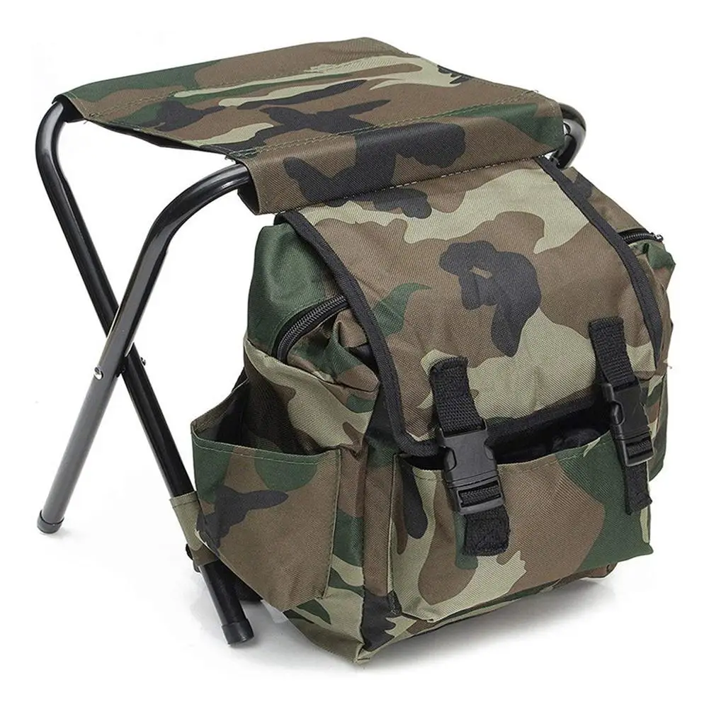 

Outdoor Portable Camouflage Folding Stool 100kg Max Load Oxford Cloth Stool Backpack For Camping Fishing