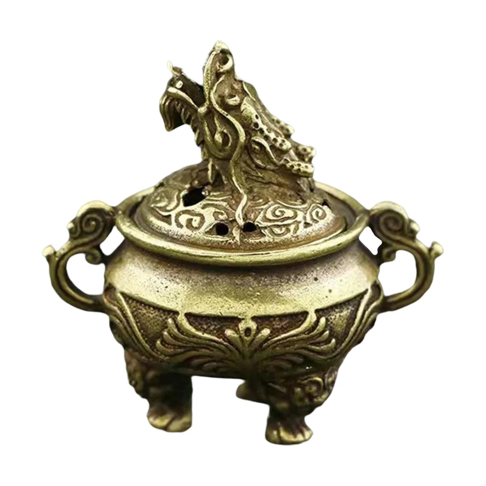 

Holder Burner Burning Small Brass Bowl Chinese Head Cone Dragon Tray Zen Desktop Base Censer Decor Diffuser Decorative Contanier