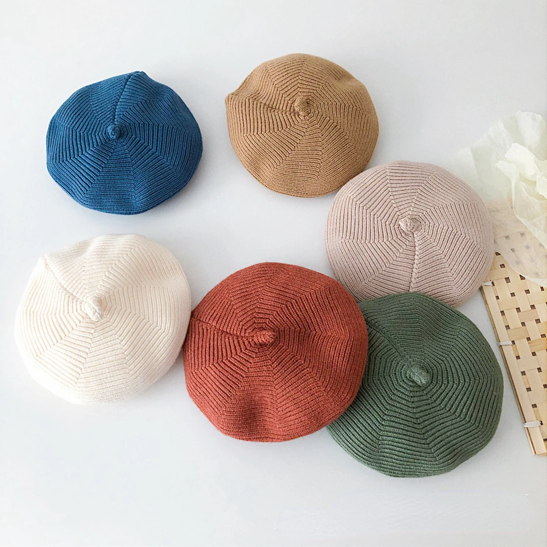 

Korean Fashion Kids Beanies Caps Berets Turban Solid Color Knitted Woolen Bonnet Hats for Children Baby Boys Girls Accessories