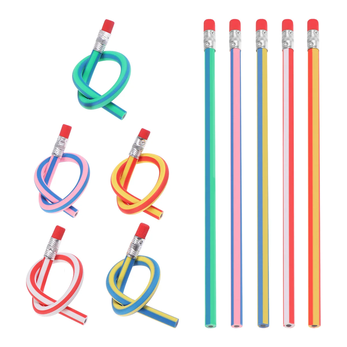 

Fun Pencils Kids Bulk Writing Equipment Eraser Bendable Flexible Gift Child Bendy