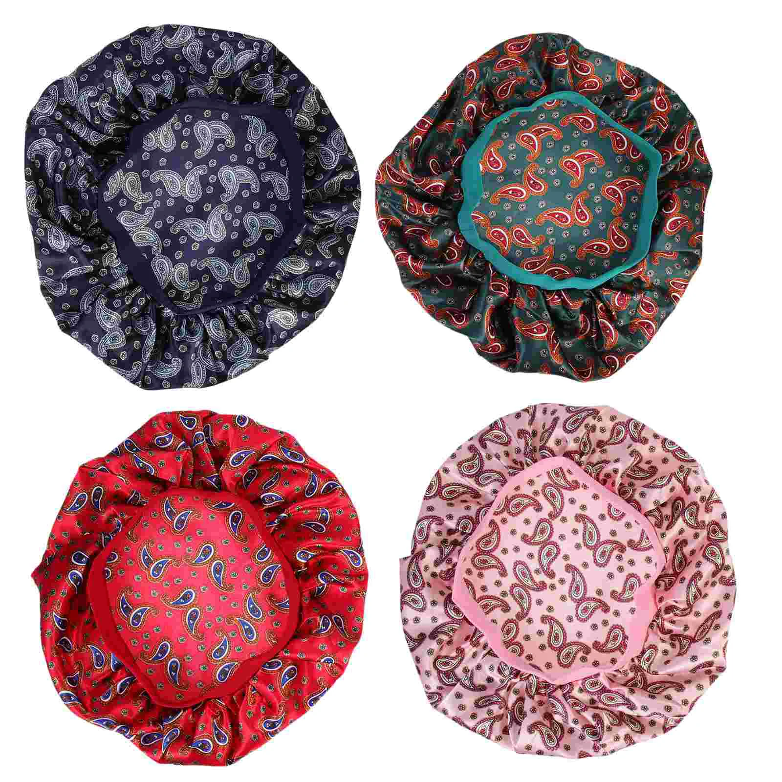 

4Pcs Indoor Light Shower Supplies Sleeping Turban Sleeping Hat Satin Bonnet for Bath Sleeping Girl