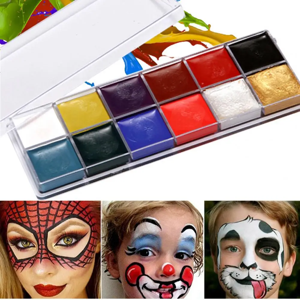 

Halloween Makeup Kit 12 Color Easy To Apply Remove Intensely Toned Face Body Paint For Creative Designs