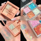 Палетка блестящих теней для век, 4 цвета, блестящие водостойкие стойкие блестящие матовые тени для век, Алмазный мерцающий пигмент, Палетка для макияжа