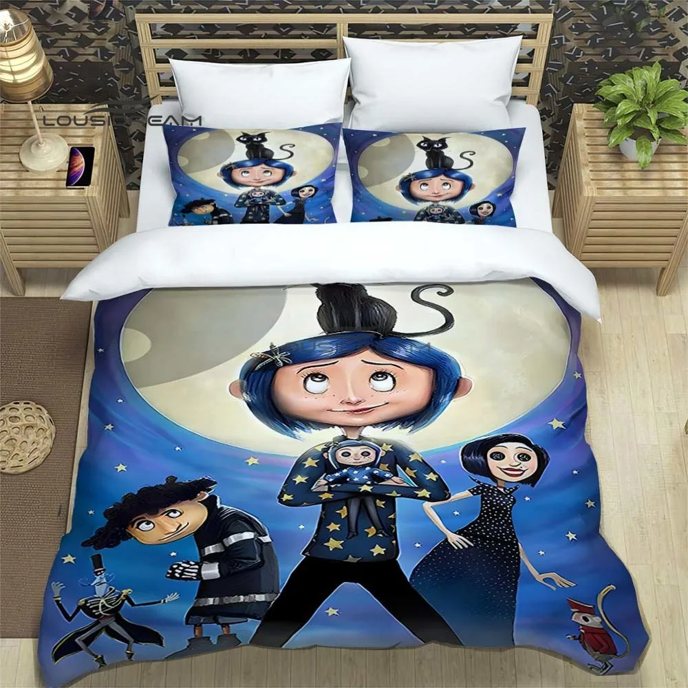 Мультяшный Комплект постельного белья Coraline 3D печать украшение для дома