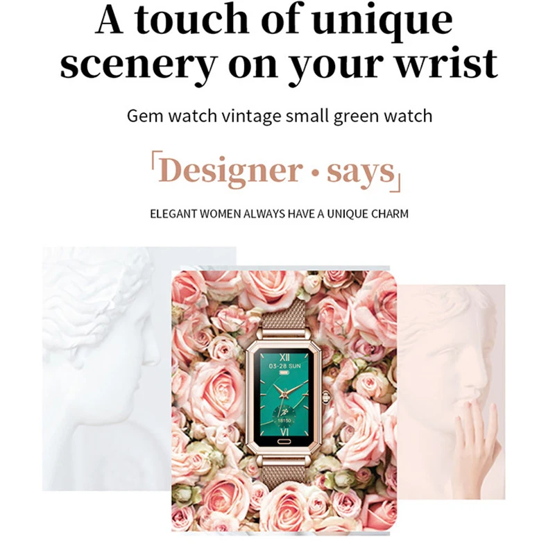 Retro HT2 Smart Watch Information Reminds Heart Rate Monitoring Pedometer Waterproof Green Digital Watch