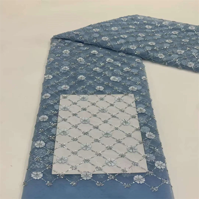 2023 элегантная кружевная ткань с бусинами и блестками Высококачественная