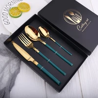 stainless steel dinnerware silverware dinner nordic tableware knife fork spoon 4pcs gift set cutlery spoon and fork set
