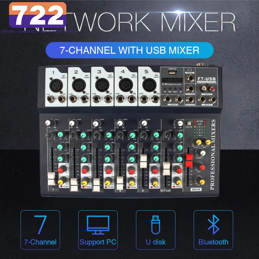 

7-канальный эффект реверберации для сцены свадьбы с Bluetooth-совместимый студийный Миксер для караоке