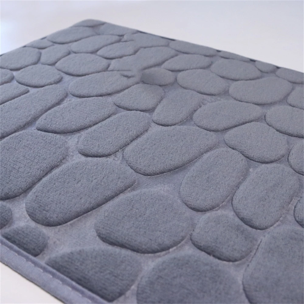 

Home Bathroom Foot Mat Cobblestone Embossed Carpet Water Absorption Non-slip Memory Foam Absorbent Washable Toilet Floor Mat