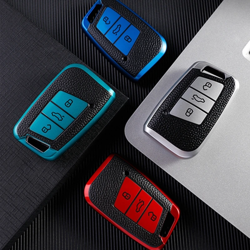 

Leather TPU Car Remote Key Case Cover Shell For VW Volkswagen Passat B8 Magotan For Skoda Kodiaq Superb A7 Smart Keyless