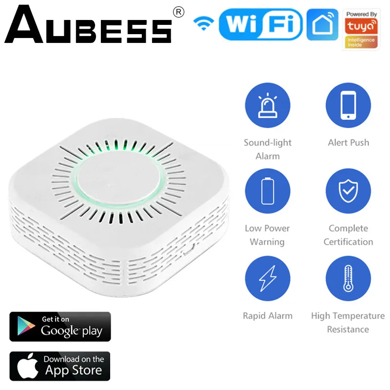 

Смарт-детектор дыма TUYA, Wi-Fi, 110 дБ