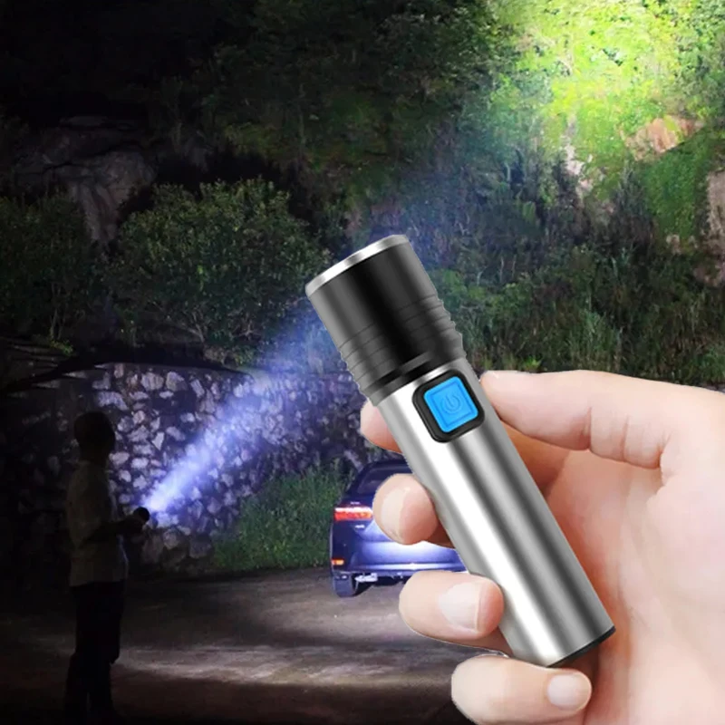 

Multifunctional USB Rechargeable Zoom Small Flashlight, LED Camping Strong Light Mini Aluminum Alloy Outdoor Ultra Bright Light.