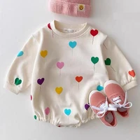 2022 spring new cute colorful hearts print baby girl bodysuit cotton long sleeve infant boy jumpsuit fashion baby girl clothes