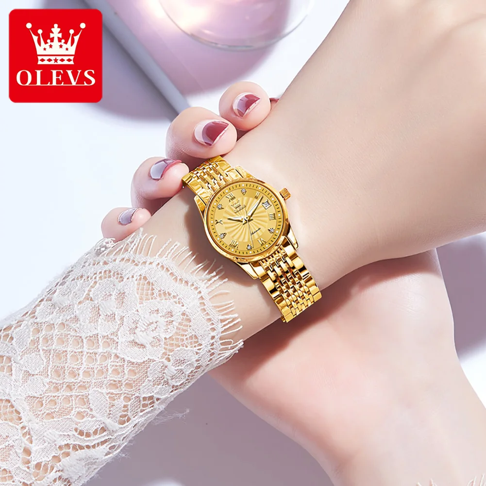 OLEVS Waterproof Automatic Mechanical Watch for Women Business Stainless Steel Strap Dual Calendar Women Wristwatches Luminous enlarge