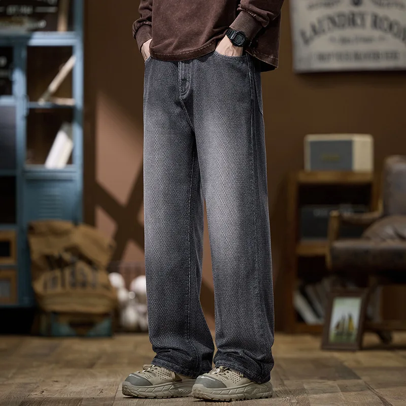 2024 осенние новые мужские модные брендовые потертые прямые джинсы со средней