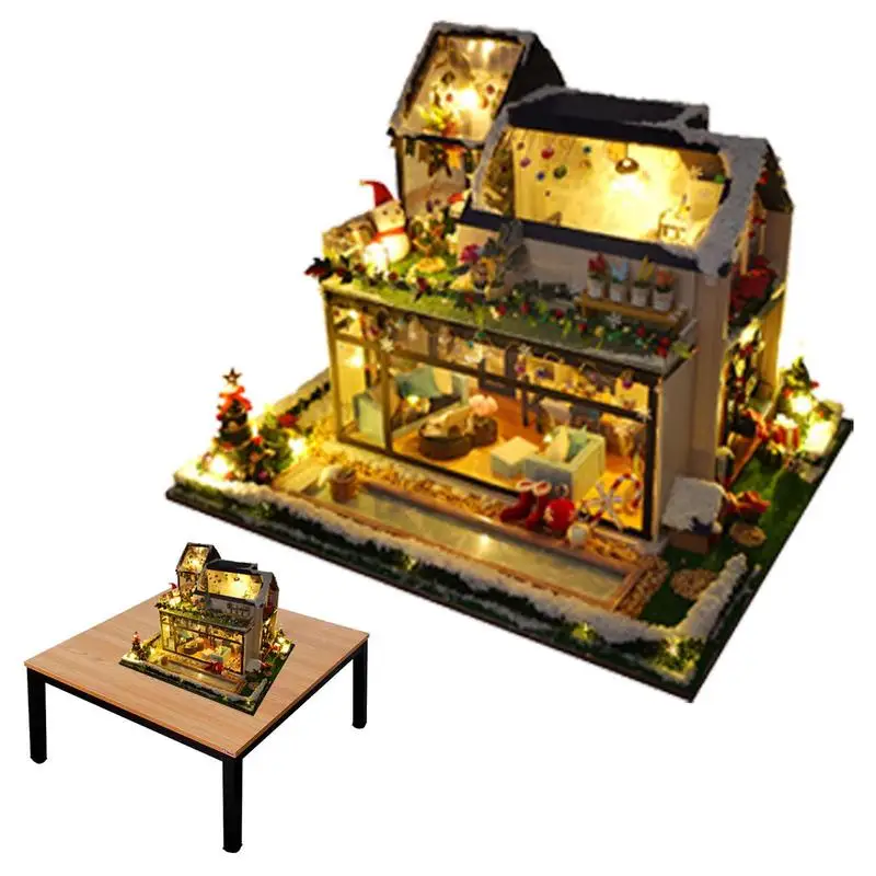 

DIY Doll House Kit DIY Miniature And Furniture Cottage Set With Music And LED Lights 3D Wooden Dollhouse Miniature Kit To Build