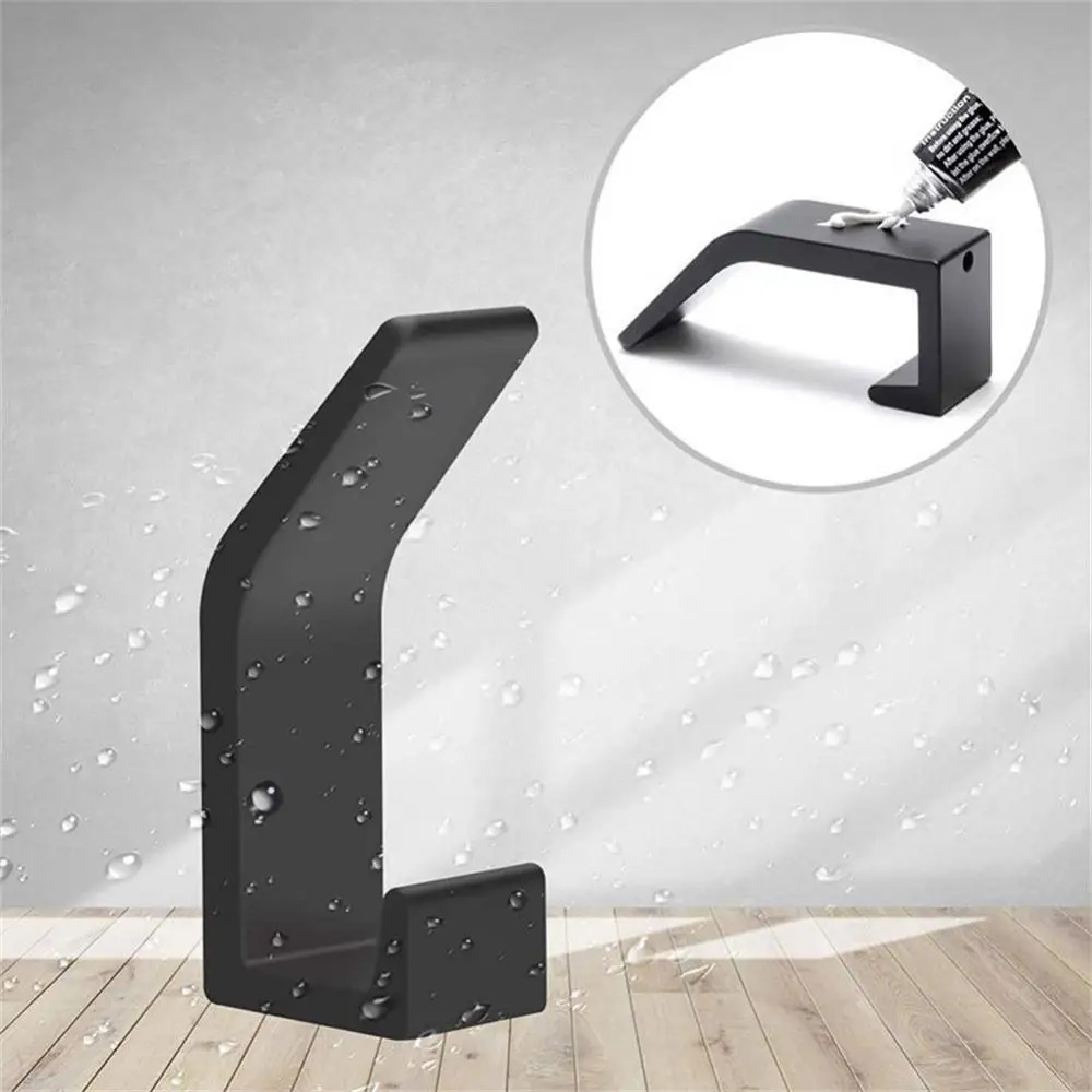 

No Drilling Bedroom Robe Hook Black Living Room Towel Racks Space Aluminum Towel Hook Bathroom Accessories Wall Mounted White