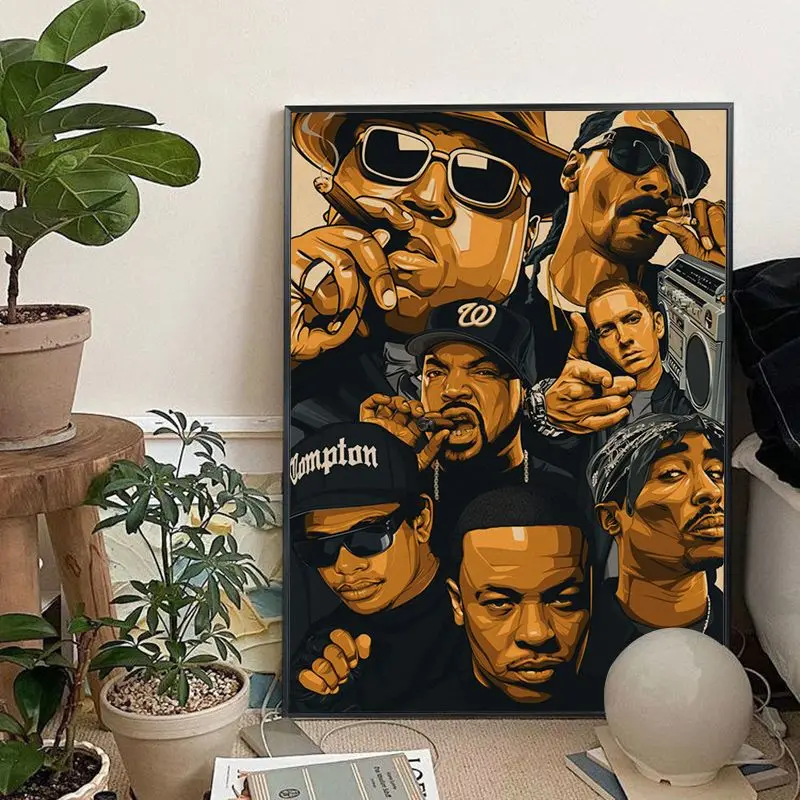 Легендарный Рэпер Хип-хоп певец Тупак аниме постеры Ретро Стикеры из крафтовой