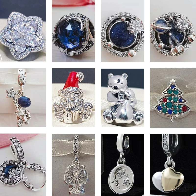 

2020 Новинка зимы серебряные бусины 925 пробы звезды и снежинки, очаровательный, подрходит к оригиналу Pandora, браслет, рождественские украшения