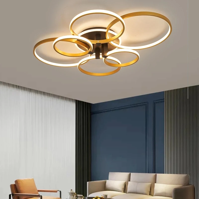 110V 220V Modern LED Chandelier Lighting for Living Room Bedroom Kids Baby Rooms Rings Circular Ceiling Chandelier Lighting