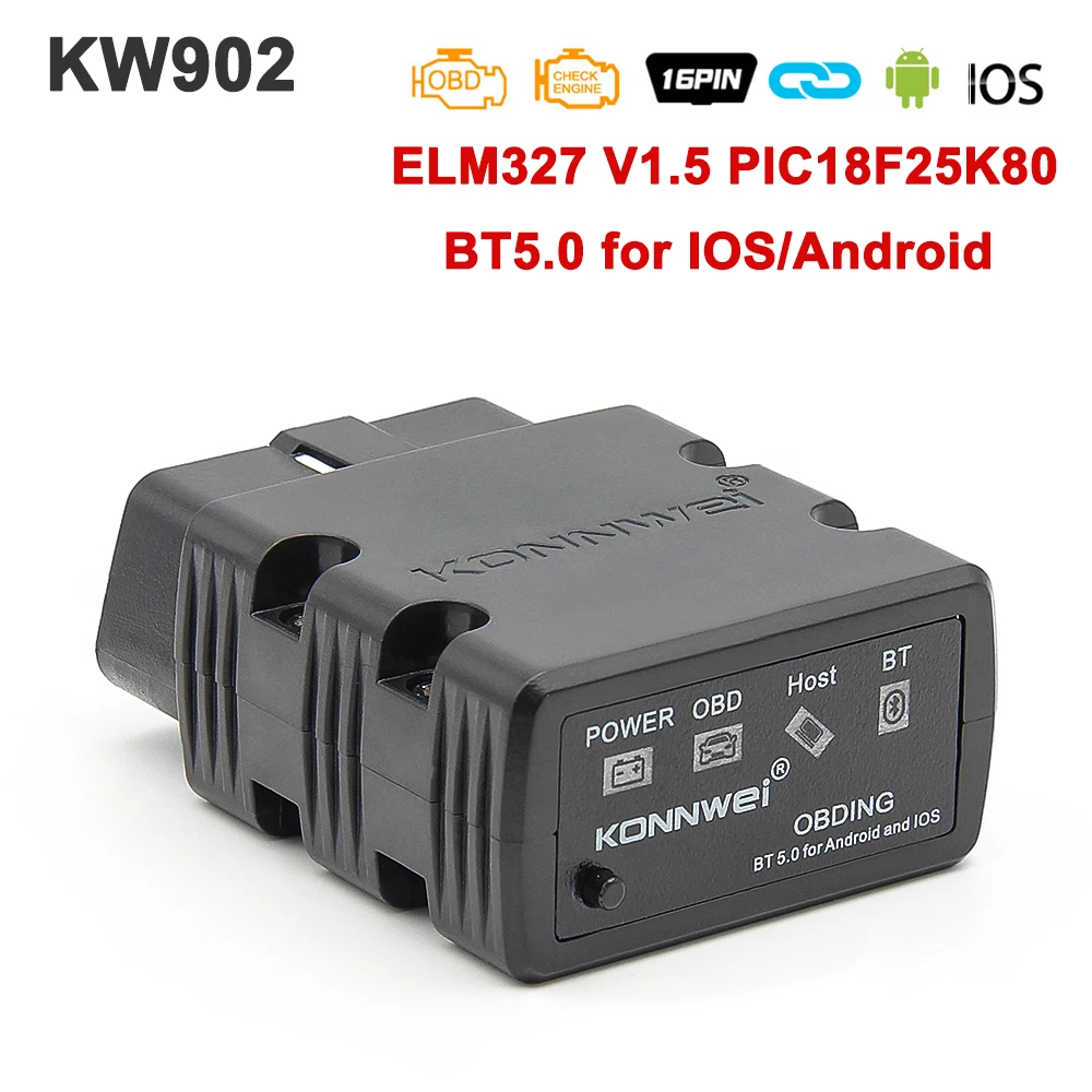 

KONNWEI ELM327 V1.5 OBD2 Scanner KW902 Bluetooth-compatible Auto Scanner MINI ELM 327 OBD 2 KW902 Code Reader for Android Phone