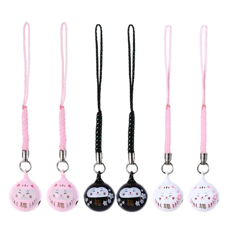 

1 Set 6Pcs Fortune Cat Copper Bell Cellphone Pendants Bag Hanging Decors
