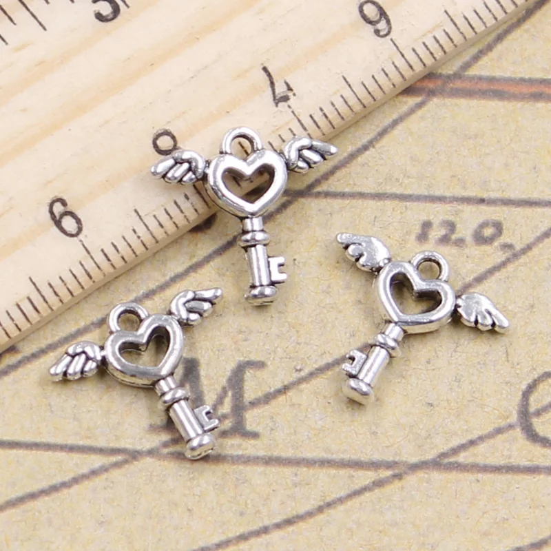 

30pcs Charms Fly Key 14x14mm Antique Bronze Silver Color Pendants Making DIY Handmade Jewelry Factory Wholesale