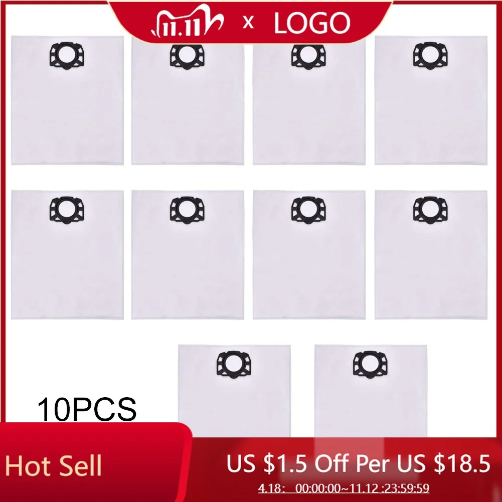 

Флисовые мешки для фильтров 10 шт., сменные мешки для пылесоса Karcher WD4 WD5 WD5 / Premium MV4 MV5 MV6, пылесборник, подметальная машина для ковров