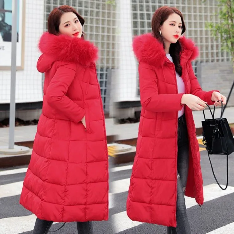 Winter Jacket Women Pregnant Parka Big Fur Collar Hooded Thick Warm Long Female Coat Casual Outwear Down Cotton Jacket Parkas