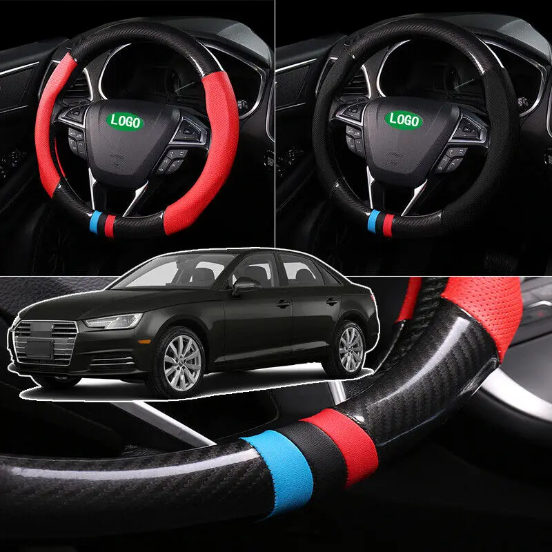

Non-slip Durable Perforated Leather Car Steering Wheel Cover Wrap For Audi A4