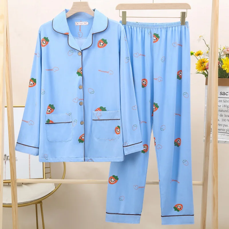 Women Comfortable Pyjamas OverSize 5XL 6XL 7XL Long Sleeve Casual Homewear Autumn Winter Pajama Sets Cotton Long Sleepwear Set