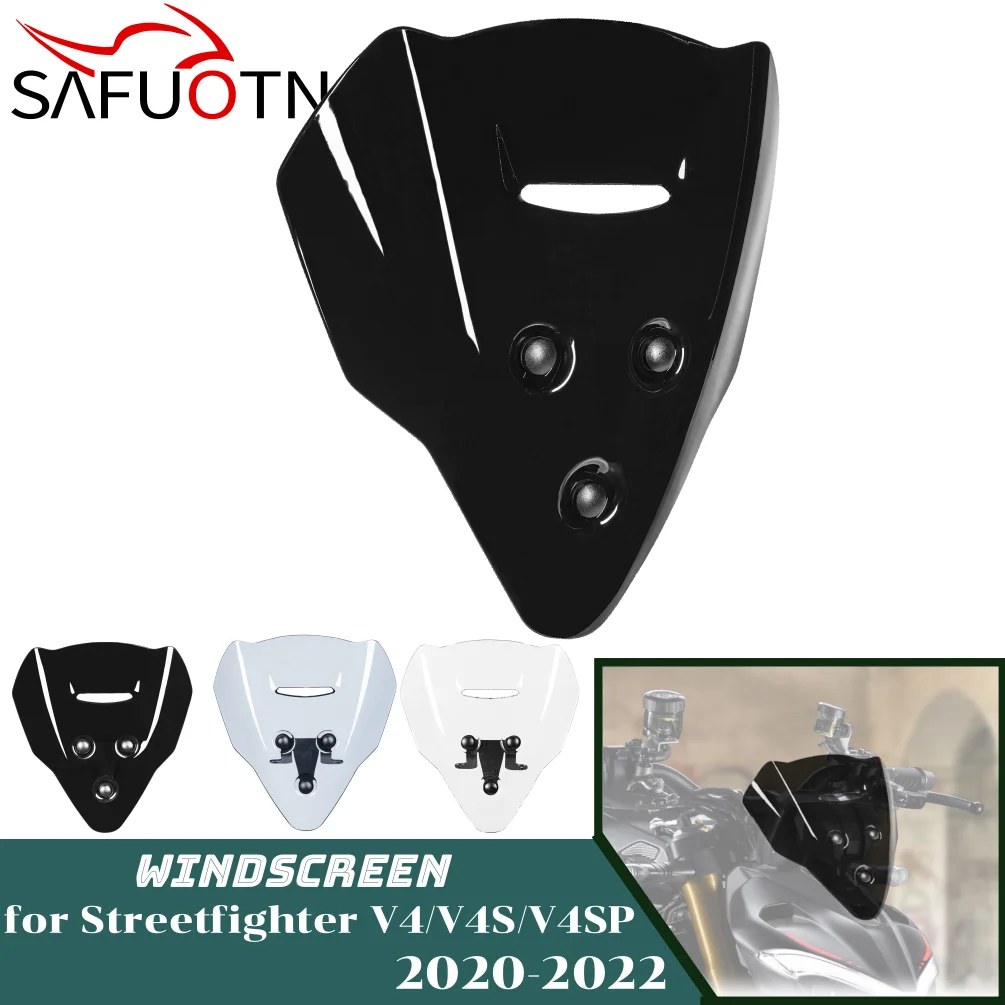 

Motorcycle Windshield Windscreen for Ducati Streetfighter V4 S SP 2020-2022 V4S V4SP Wind Deflector Shield Screen with Bracket